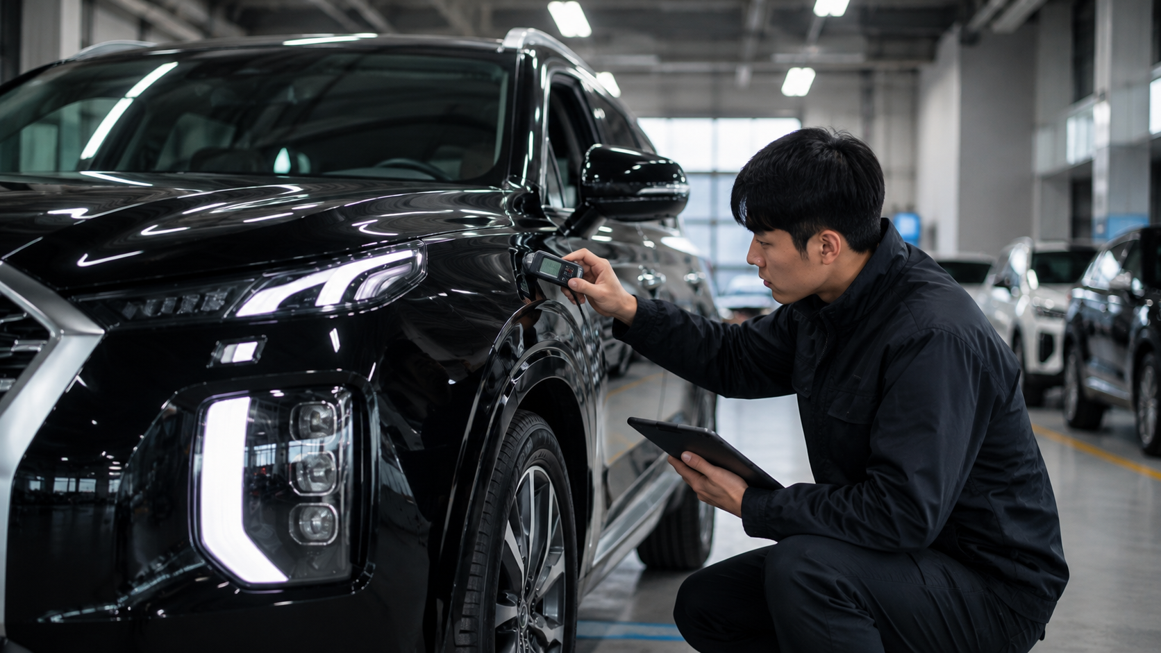 Профессиональная техническая проверка Hyundai Palisade перед экспортом из Южной Кореи